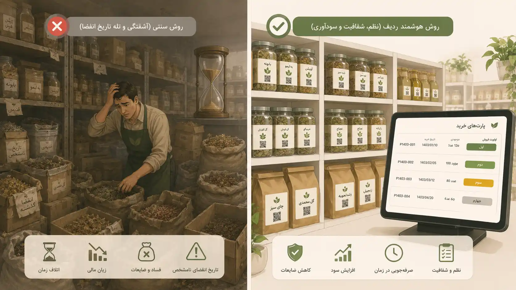 تضاد مدیریت سنتی و هوشمند ردیف
